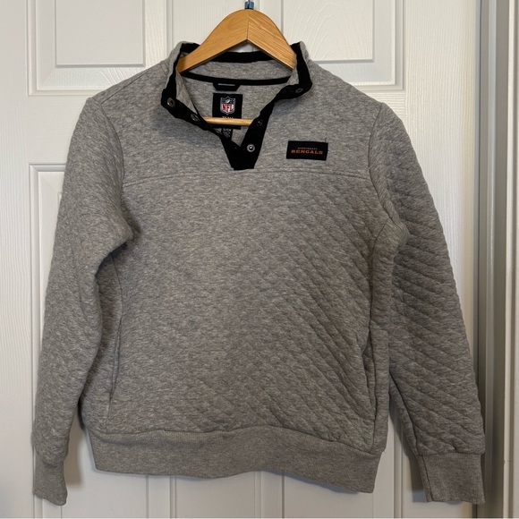 Cincinnati‎ Bengals Jacket Women Small Gray Pullover NFL Football Snap Sweater - Picture 1 of 10
